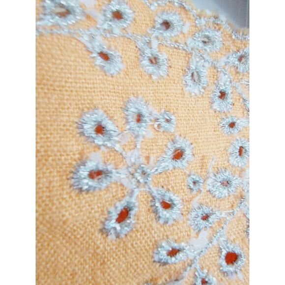 Susan Graver L Jacket Womens Peach W/Silver Eyelets Blazer Linen Blend Vintage - Picture 5 of 8